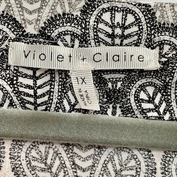 Violet + Claire Silky Floral Tunic Blouse 3/4 Sleeve Pull-Over White Pink Sz 1X - Picture 4 of 13